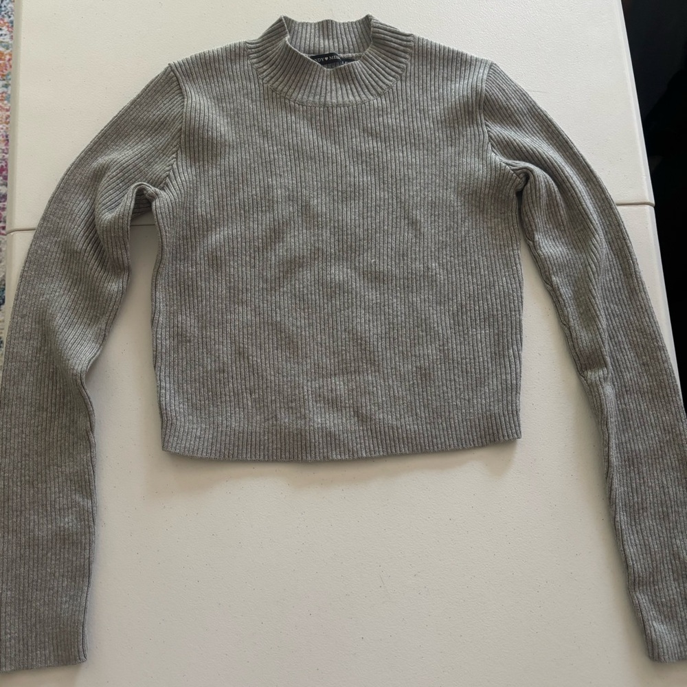 Brandy Melville Gray Ribbed Turtleneck Sweater